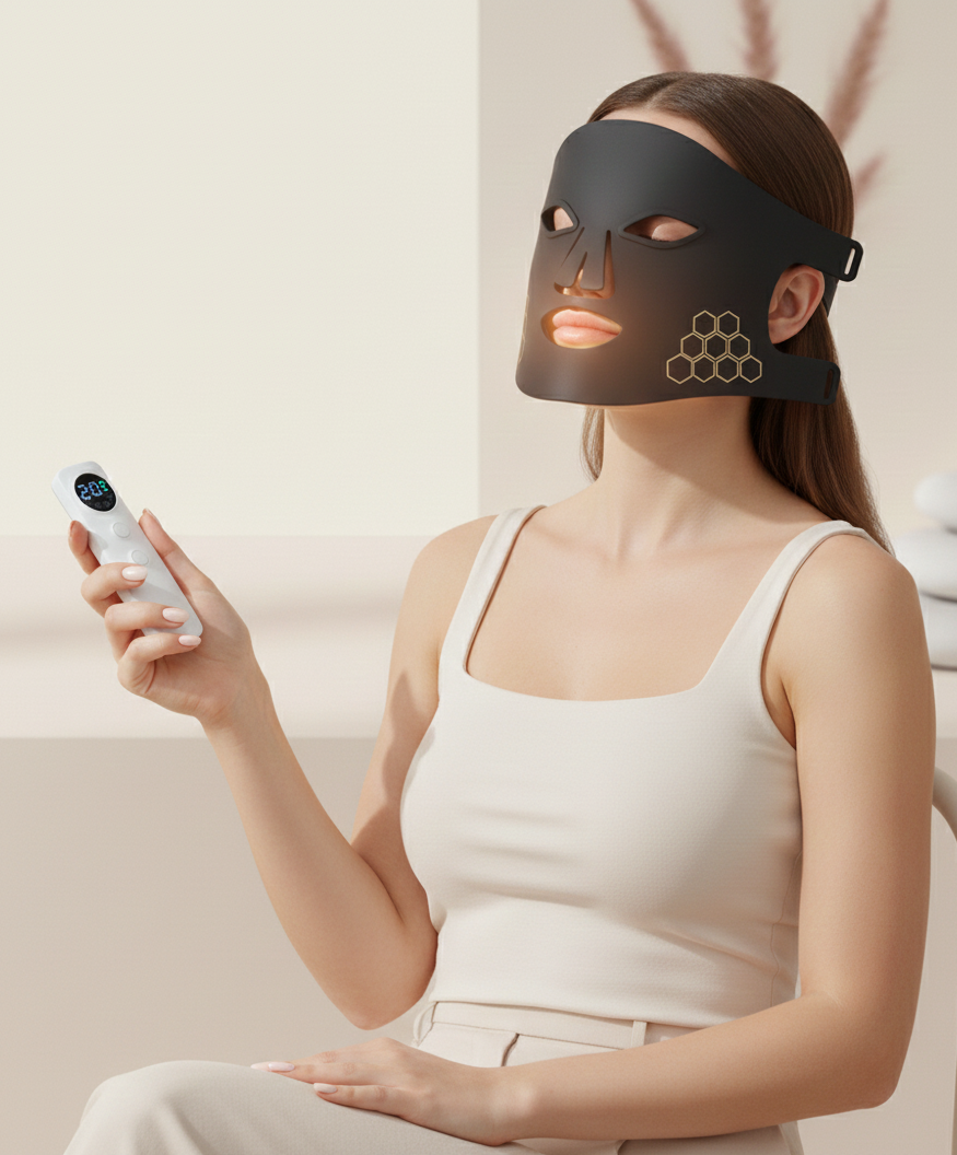 4-in-1 Silikon LED-Lichttherapie Maske – Anti-Aging & Hautverfeinerung