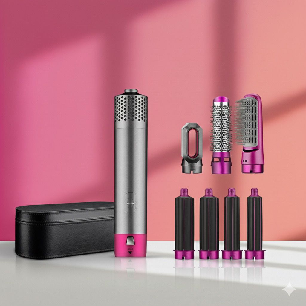 7 in 1 Hair Dryer Hot Air Brush Styler and Volumizer Hair Straightener Curler Comb Negative Ion One Step Hair Dryer Brush